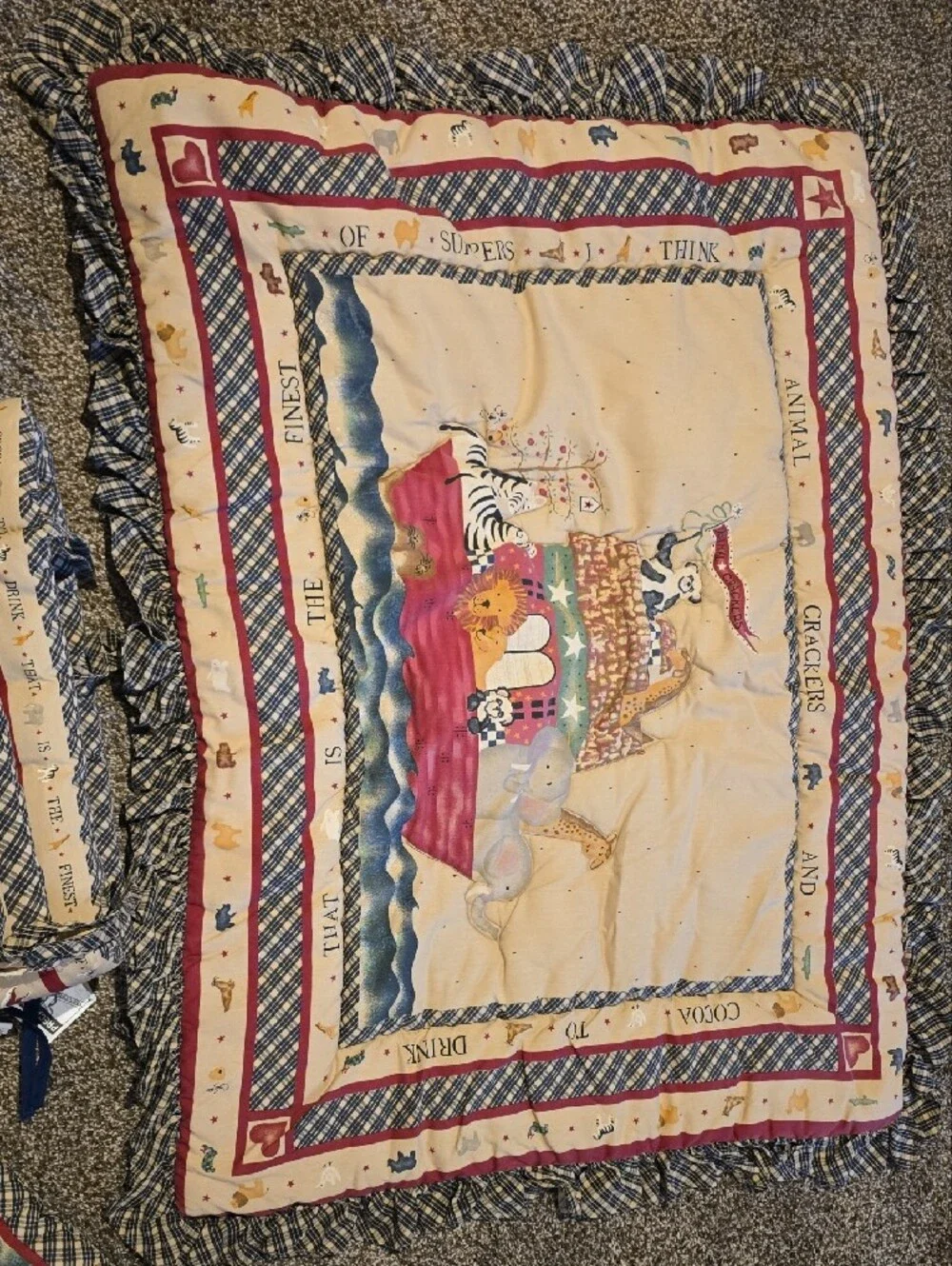 Lambs And Ivy Nursery Animal Ark Crib Bedding Set in Cream, Red & Blue